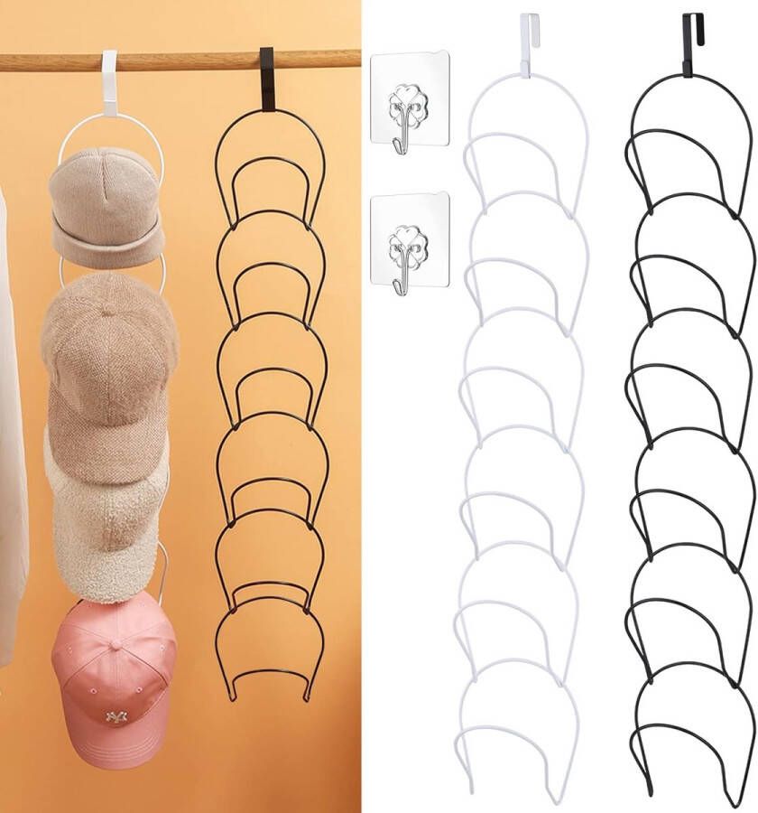 Cap houder deur hoedenrekken 12 stuks haken voor handtassen hangers voor sjaals handtassen handdoeken kleding stropdassen met haken om op te hangen zwart wit