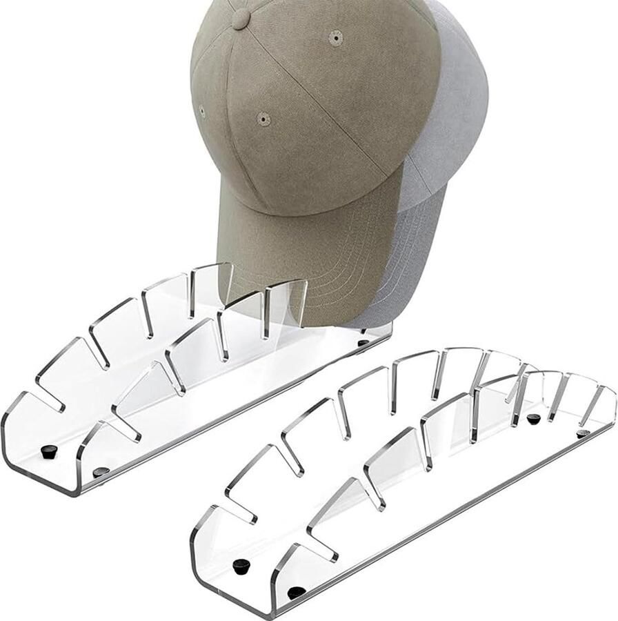 Caphouder hoedenrek baseballcap-houder geen installatie acryl hoedenstandaard voor 14 baseballcaps voor slaapkamer kast commode (transparant)