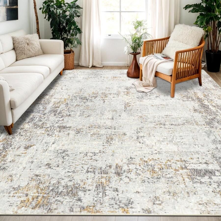 Capslpad Beige Abstract Tapijt Woonkamer 240x340cm Antislip Kortpolig Kunstwollen Slaapkamertapijt Wasbaar Minimalistisch Nachtkastje Tapijten voor Woonkamer Slaapkamer Kantoorruimte Decor