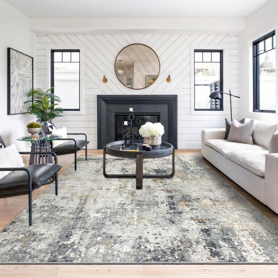 Capslpad Grijs Goud Abstract Tapijt Woonkamer 160x230cm Antislip Kortpolig Kunstwollen Slaapkamertapijt Wasbaar Minimalistisch Nachtkastje Tapijten voor Woonkamer Slaapkamer Kantoor Decor