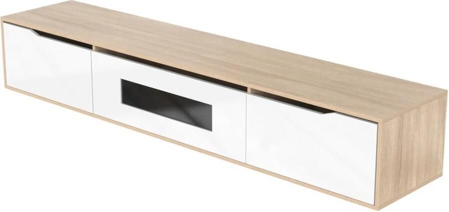 Carlovo Tv Meubel Tv Kast Wandmeubel Wandkast Tv Meubel Zwevend Lage Kast Hoogglans Hout Veelkleurige Led Verlichting Wandmontage 180x33x30Cm