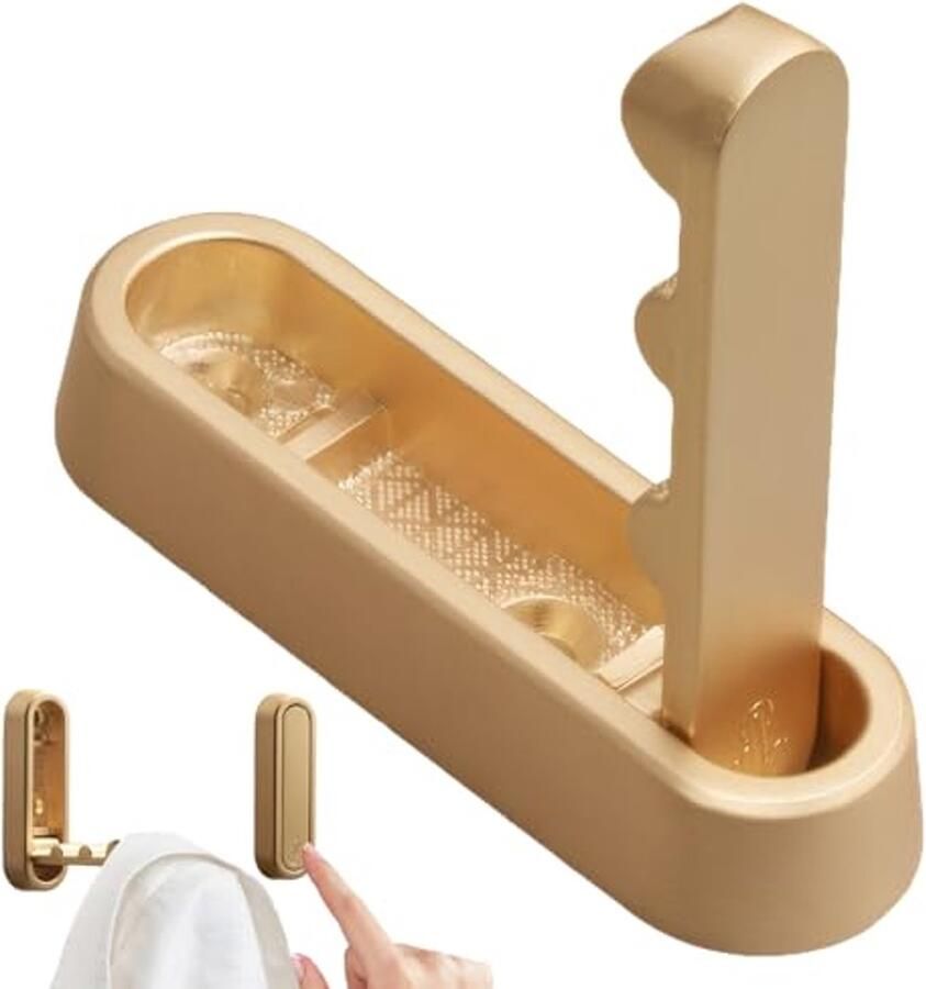 Carreneu Opvouwbare kledinghaak 90° aan de muur gemonteerde opvouwbare kapstokhaak onzichtbare vouwhaak geschikt voor keuken slaapkamer badkamer (goud)
