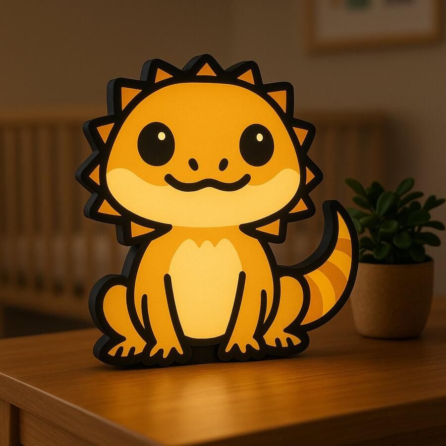 Cartoon Baardagame Nachtlamp – Schattig 3D Dierenlampje met USB – Lightbox Bearded Dragon voor Kinderkamer – Uniek Cadeau voor Kinderen Leeslampje Kinderen Cadeau Jongen Meisje of Baby Muur Decoratie Kunst Kinderkamer Babykamer Origineel