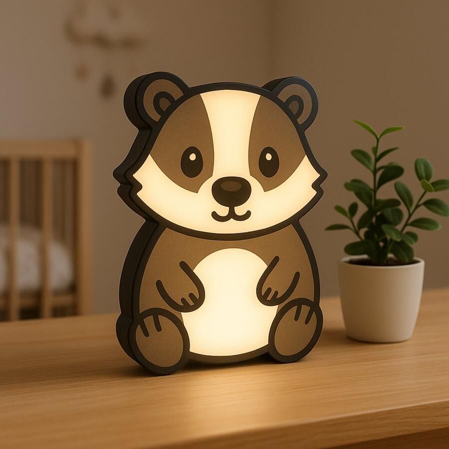 Cartoon Das Nachtlampje – Schattige 3D Dieren Lightbox voor Kinderkamer – USB Nachtlamp – Origineel Cadeau Leeslampje Kinderen Cadeau Jongen Meisje of Baby Muur Decoratie Kunst Kinderkamer Babykamer Origineel Kraamcadeau of Geboorte Cadeau
