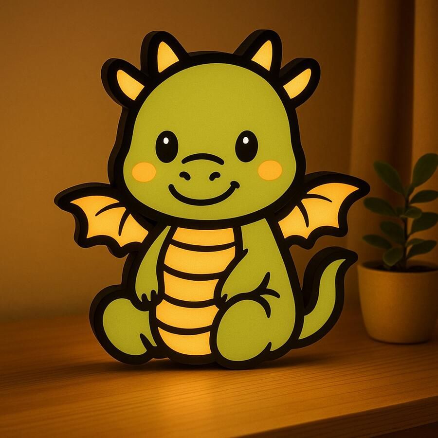 Cartoon Draak Nachtlampje – Schattige 3D Lightbox Dierenlamp met USB – Perfect voor Babykamer Peuterbed & Cadeau Baby Draakje Leeslampje Kinderen Cadeau Jongen Meisje of Baby Muur Decoratie Kunst Kinderkamer Babykamer Origineel