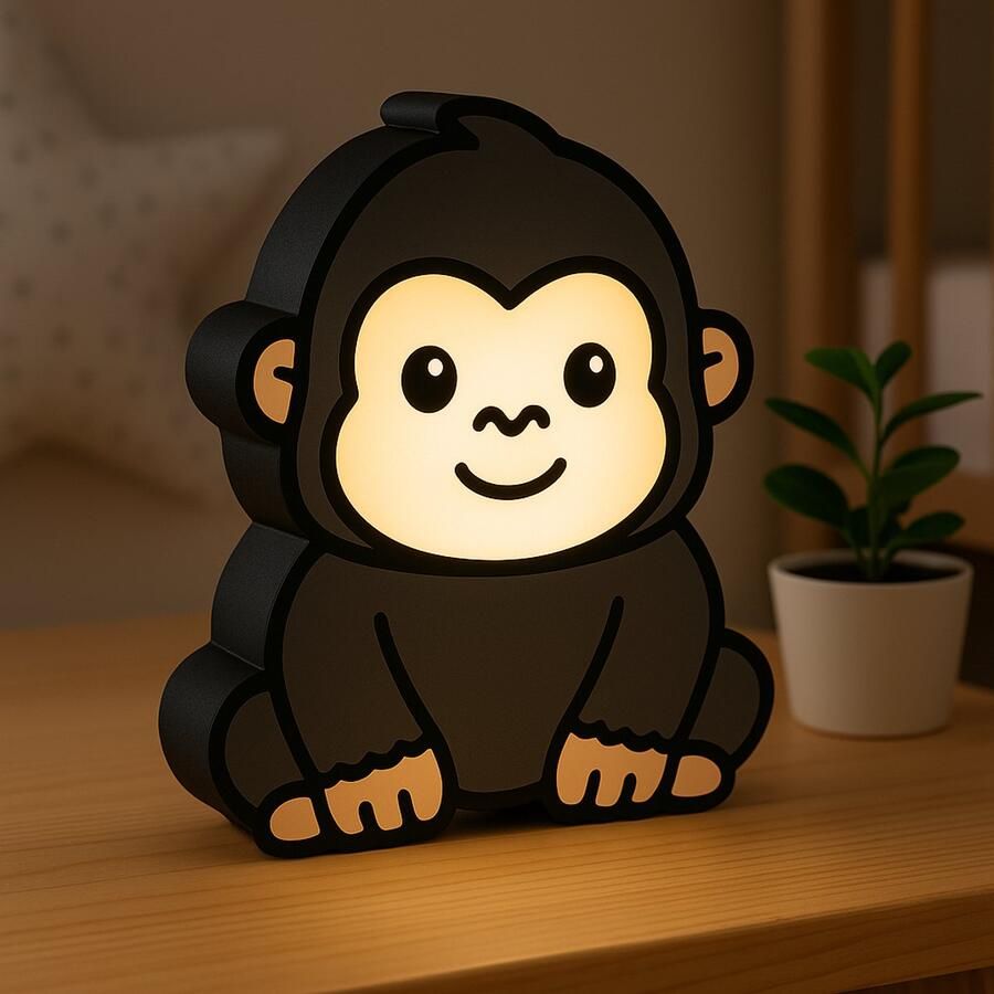 Cartoon Gorilla Nachtlampje – Cute 3D Dieren Lightbox – Kindvriendelijk USB Nachtlamp – Kinderkamer & Origineel Cadeau Leeslampje Kinderen Cadeau Jongen Meisje of Baby Muur Decoratie Kunst Kinderkamer Babykamer Origineel Kraamcadeau of