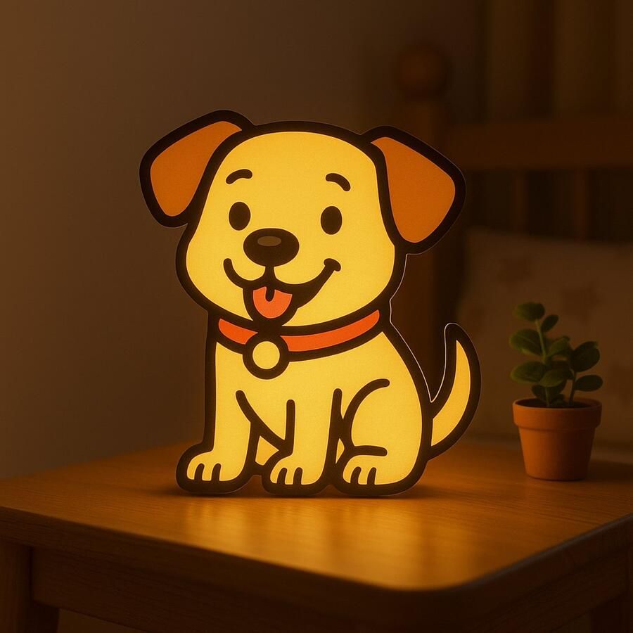 Cartoon Honden Nachtlampje – Cute Dog Lightbox voor Kinderen – Sfeervolle 3D LED Lamp als Nachtlamp – USB – Voor Kinderkamer of Cadeau Leeslampje Kinderen Cadeau Jongen Meisje of Baby Muur Decoratie Kunst Kinderkamer Babykamer Origineel