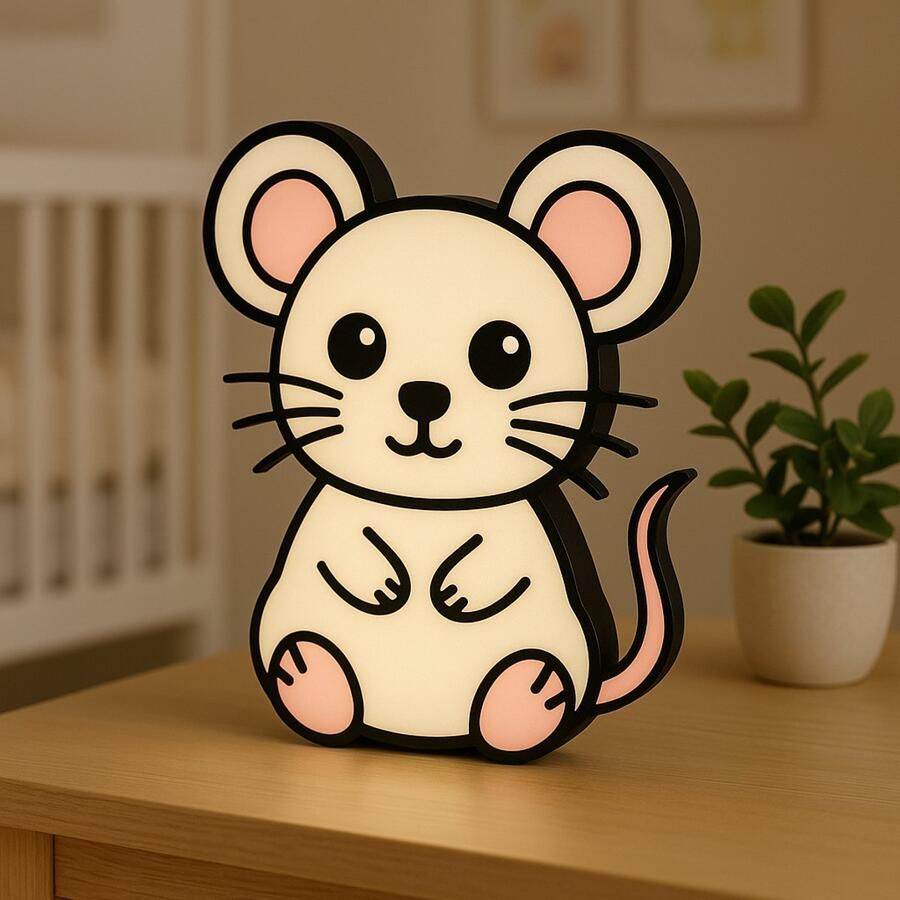 Cartoon Muizen Nachtlampje – Cute Mouse 3D Lightbox – Kinderkamer LED Nachtlamp – USB – Cadeau Idee Leeslampje Kinderen Cadeau Jongen Meisje of Baby Muur Decoratie Kunst Kinderkamer Babykamer Origineel Kraamcadeau of Geboorte Cadeau