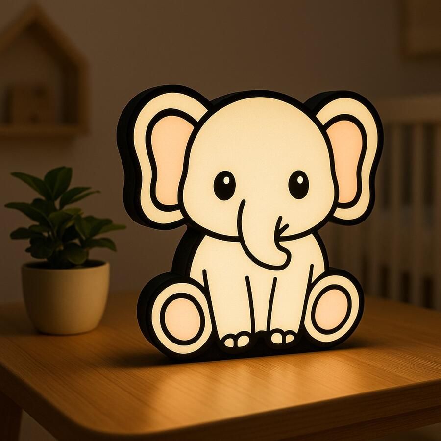 Cartoon Olifant Nachtlampje – 3D USB Lightbox Dierenlamp voor Kinderkamer – Schattige Olifant LED Lamp – Babycadeau Leeslampje Kinderen Cadeau Jongen Meisje of Baby Muur Decoratie Kunst Kinderkamer Babykamer Origineel Kraamcadeau of 1
