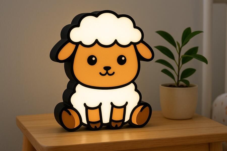 Cartoon Schaap Nachtlampje – Cute 3D Sheep Lightbox voor Kinderen – Sfeervolle LED Lamp – USB – Voor Kinderkamer of Cadeau Leeslampje Kinderen Cadeau Jongen Meisje of Baby Muur Decoratie Kunst Kinderkamer Babykamer Origineel Kraamcadeau of