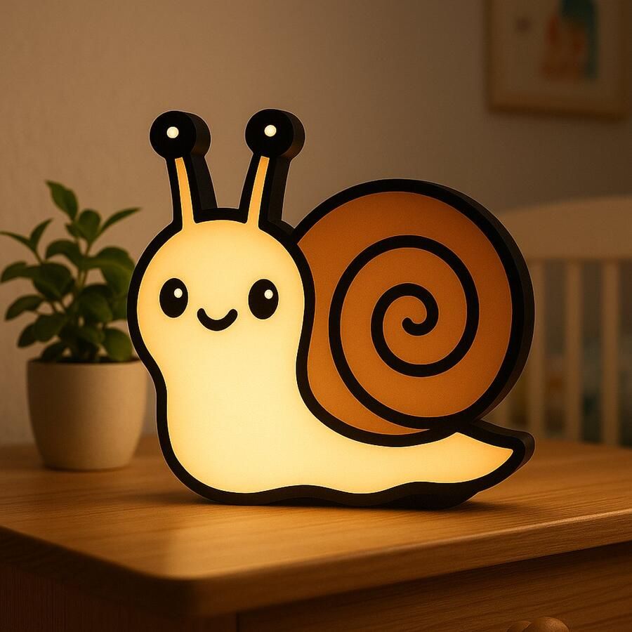 Cartoon Slak Nachtlampje – 3D Lightbox Dierenlamp met USB – Schattige Sfeerlamp voor Kinderen of Baby – Origineel Cadeau Leeslampje Kinderen Cadeau Jongen Meisje of Baby Muur Decoratie Kunst Kinderkamer Babykamer Origineel Kraamcadeau of