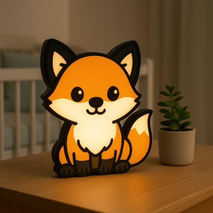 Cartoon Vos Nachtlampje – Schattige 3D Lightbox Kind – USB Kinderkamer Dierenlamp – Cute Fox Lampje als Origineel Cadeau Leeslampje Kinderen Cadeau Jongen Meisje of Baby Muur Decoratie Kunst Kinderkamer Babykamer Origineel Kraamcadeau of