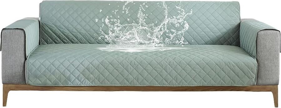 Carvapet Bankhoes waterdichte bankhoes waterbestendige stoel loveseat meubelhoes beschermer met verstelbare elastische banden voor honden en katten (lichtgroen 3-zits)