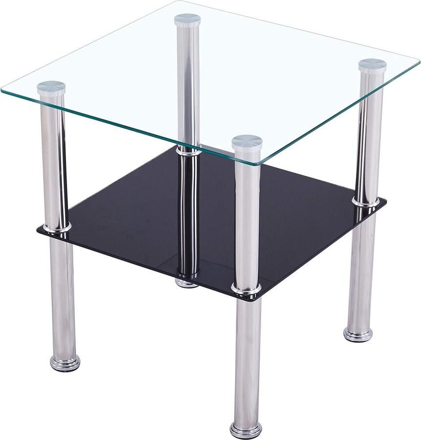 CasaXXl Salontafel glazen tafel bijzettafel 1 stuk zwart veiligheidsglas 40 x 40 x 47 cm