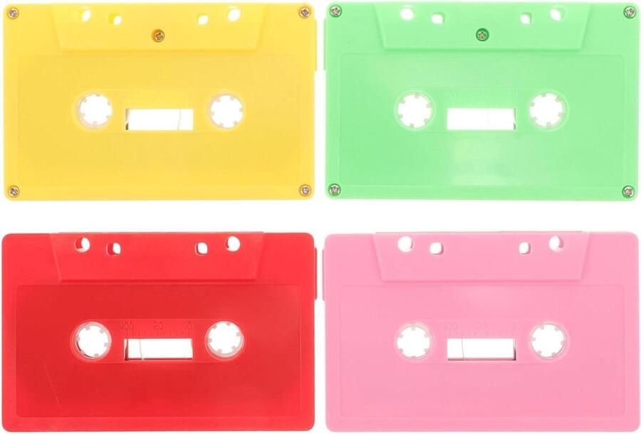 Allecto Plus Plastic Opberghoezen voor Audiocassettes Set van 4 DIY Cassettebanden Kleurrijke Lege Audiobanden opbergen