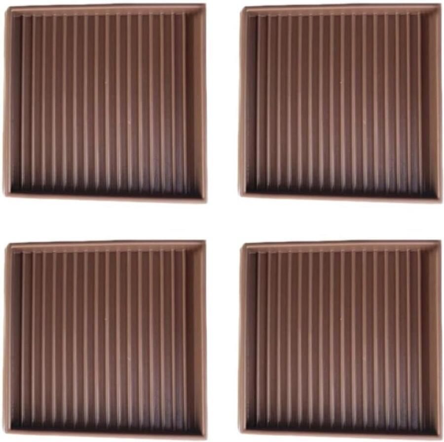 Caster Cups 76 cm vierkante rubberen antislip vloerbeschermer pads voor tapijt houten vloer bruin