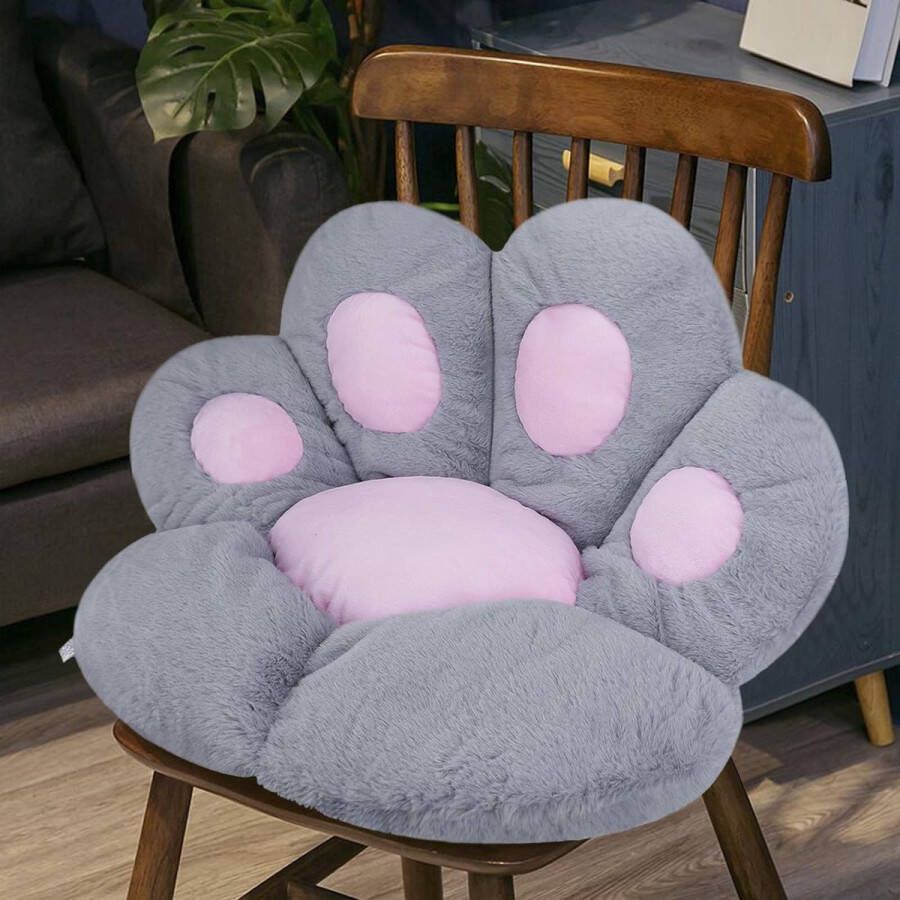 Cat Paw Back Cushion Seat Cushion Cute Cat Paw Chair Cushion Seat Cushion Plush Comfort Seat Pad Office Lazy Warm Seat Cushion Bed Tatami Floor Cushion for Home Office Grey