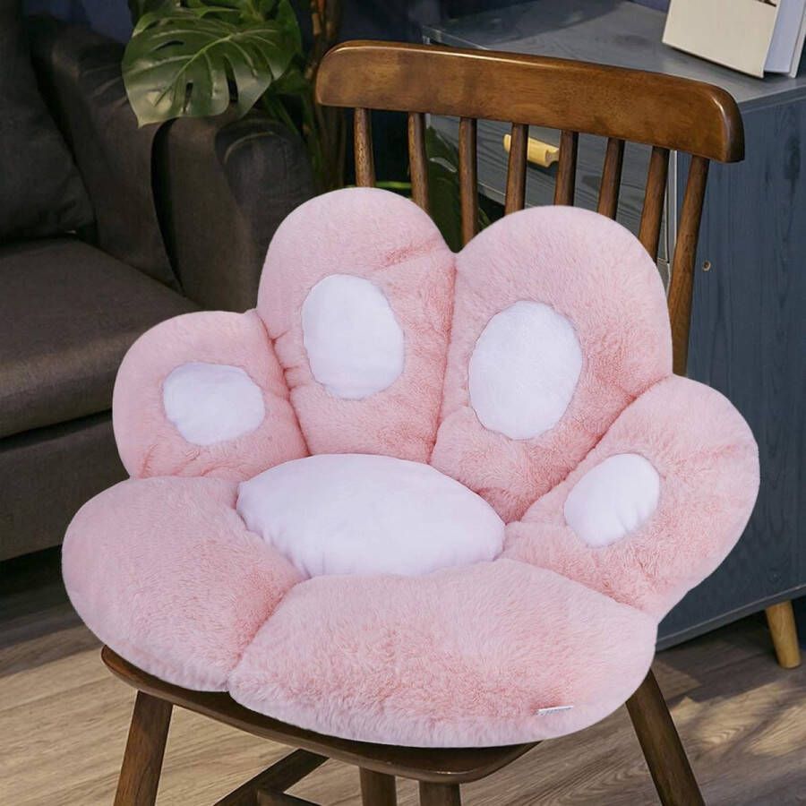 Cat Paw Back Cushion Seat Cushion Cute Cat Paw Chair Cushion Seat Cushion Plush Comfort Seat Pad Office Lazy Warm Seat Cushion Bed Tatami Floor Cushion for Home Office Pink