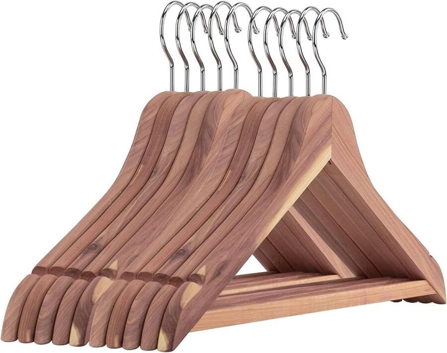 Cederhouten kleerhangers 44 cm antislip broekstok mottenbescherming in de kledingkast Set van 10