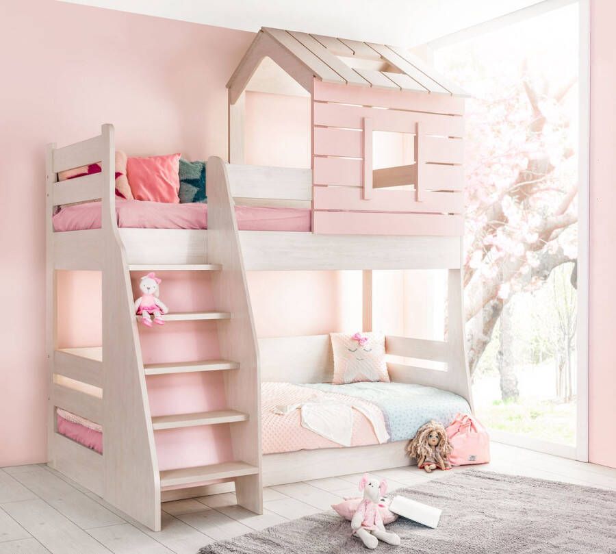 Cento Pink stapelbed roze bedhuisje meisjeskamer 200x90 200x100 cm