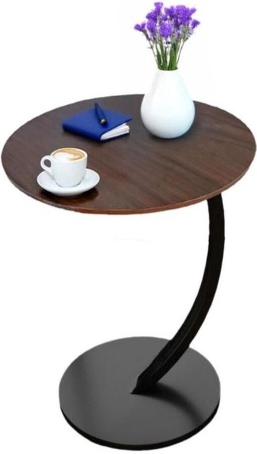 Ceruzo Bijzettafel Bruin rond 40 cm hoog 60 cm kleine bijzettafel C-vorm Banktafel