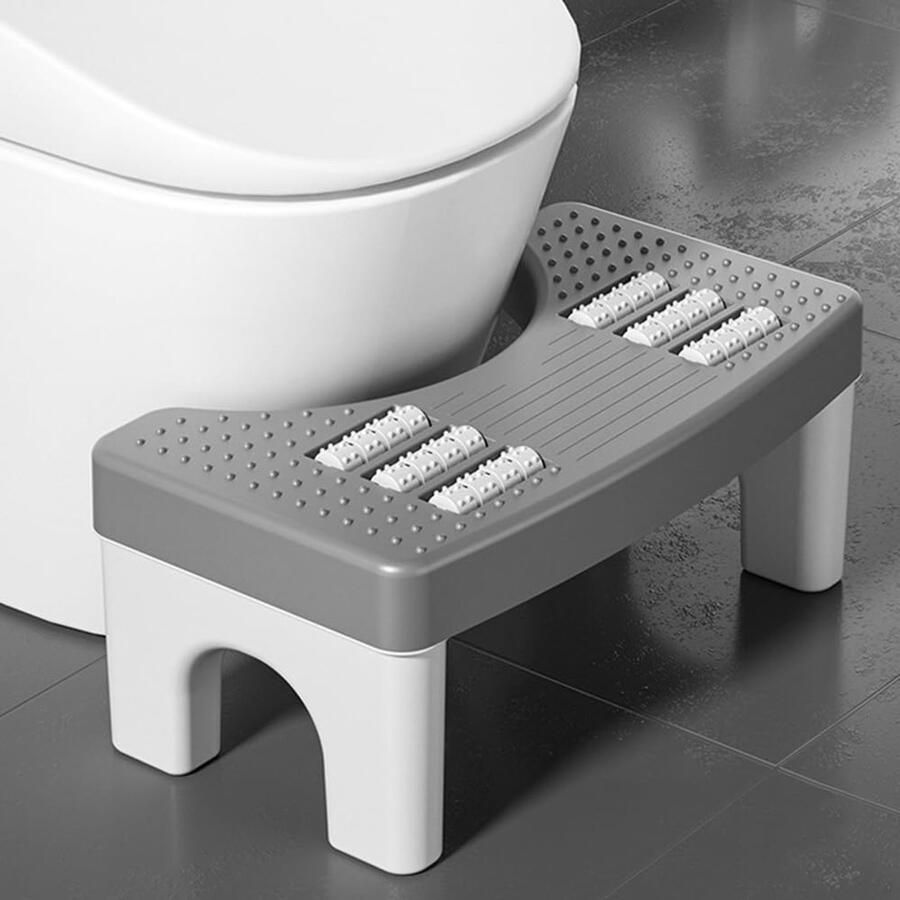 CEWROM Toiletkruk voor volwassenen opvouwbare toiletkruk grijs toiletkruk ter verbetering van de houding helpt bij constipatie aambeien en prikkelbare darmsyndroom wit (Gray01)