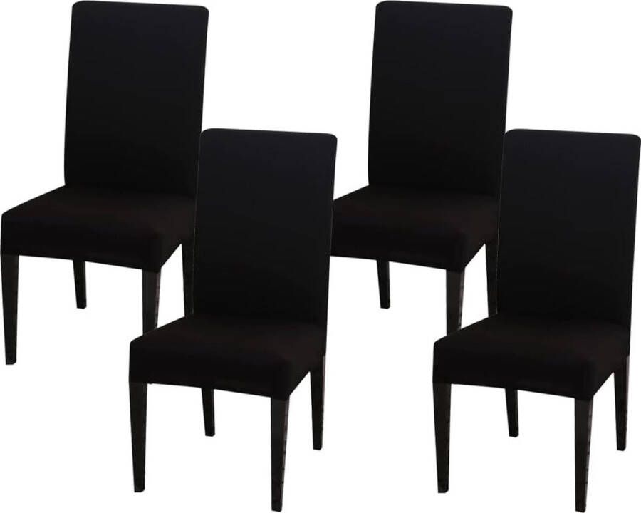 Chair Covers Set of 4 Chair Covers Elastic Covers for Chairs Swing Chairs Stretch Chair Cover for Dining Room Chair Wedding Parties Banquet (Black)