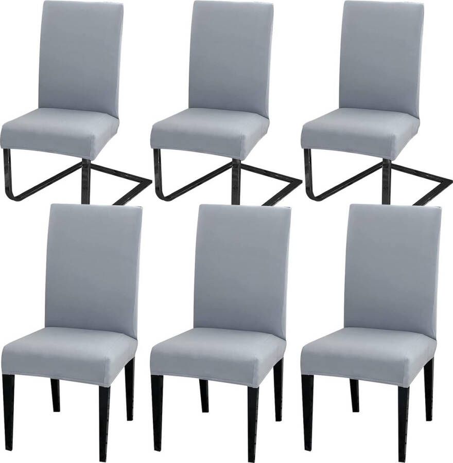 Chair Covers Set of 6 Universal Bi-Elastic Covers for Chairs Modern Stretch Chair Covers Chair Covers Removable Washable for Dining Room Hotel Banquet Party Decoration Light Grey