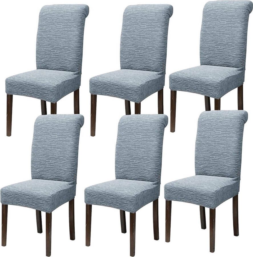 Chair Covers Stretch Jacquard Universal Chair Covers for Dining Room Soft Stretch Washable Chair Covers for Removable Hotel Banquet Kitchen Restaurant Home Wedding Set (6 Stripe Grey)