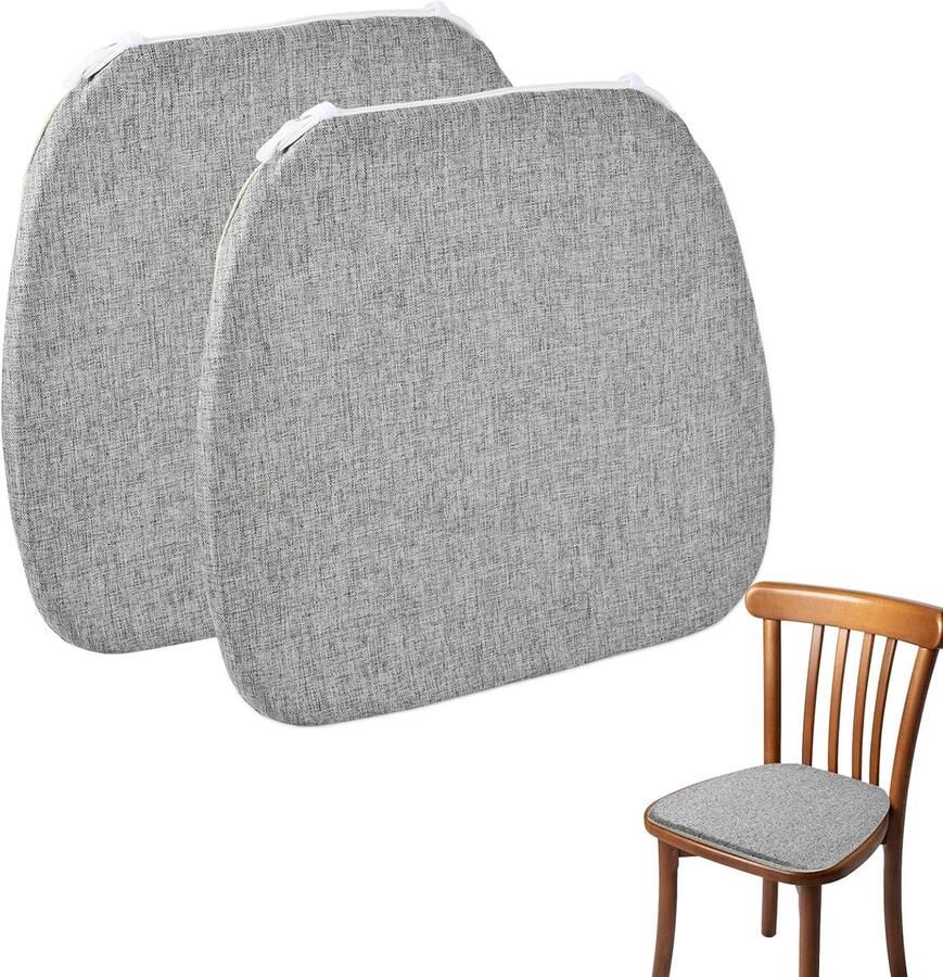 Chair Cushion Dining Chair Cushion 2 Stoelkussens 42 x 40 cm Decoratieve Zitkussen Katoenen Zitkussen Universeel voor Alle Seizoenen Grijs