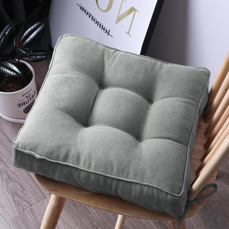 Chair Cushions with Ties Seat Cushion Floor for Indoor Outdoor Set of 2 Outdoor Washable Chair Cover for Sofa and Chair Light Grey Square 45 x 45 cm Floor Cushion for Home Office Kitchen Dining Room