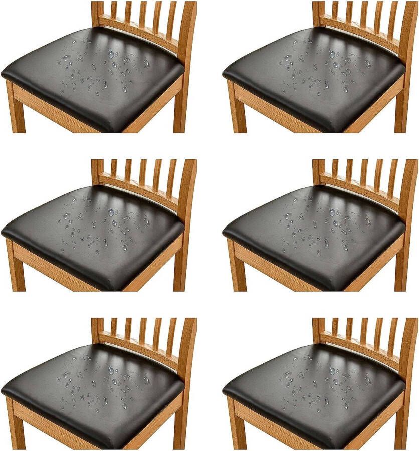 Chair State Covers Set van 2 4 6 PU kussenslopen voor eetkamerstoel Parsons Chair Seat hoes zwart-set van 6 (36-48 cm)