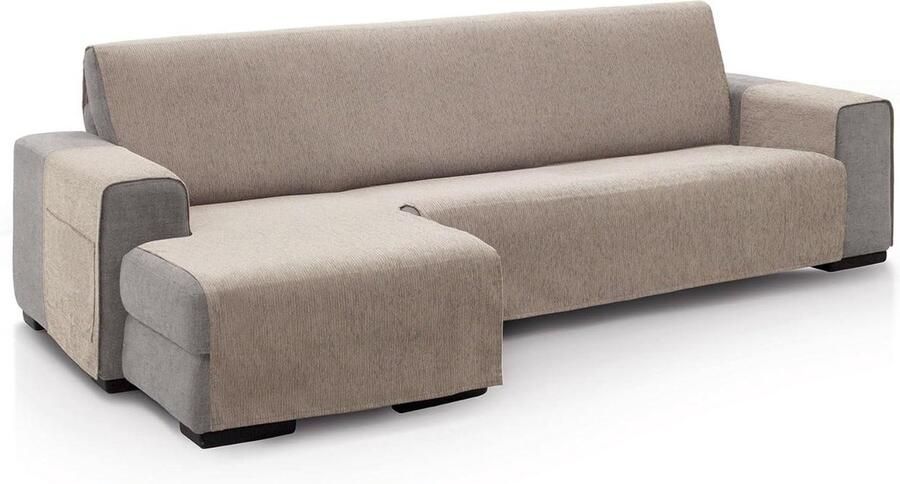 Chaise longue bankovertrek voor hoekdeel rechts grote rugleuning 280 cm bankhoes chaise longue beige zacht 100% Made in Spain hoekbank overtrek