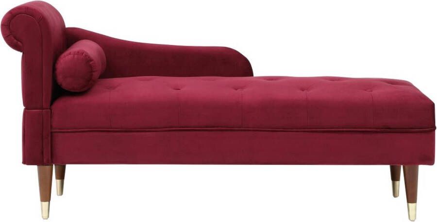 Chaise longue links van bordeaux-rood velours UMARI L 149 cm x H 76 cm x D 59 cm