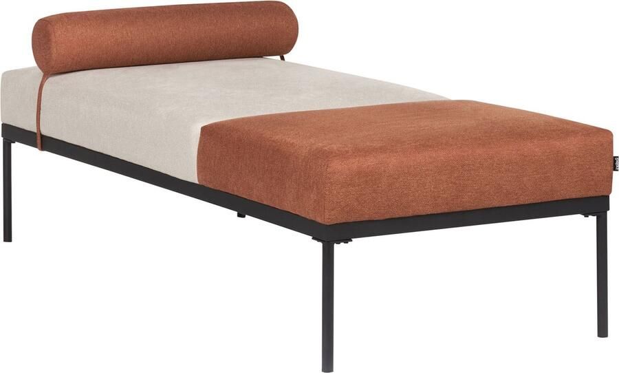 Beliani Chaise longue kunstlinnen beige goudbruin MALMOS