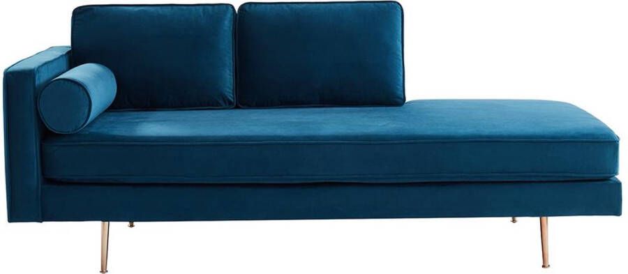 Chaise longue van stof KAHEL Links Eendblauw L 197 cm x H 83 cm x D 89 cm