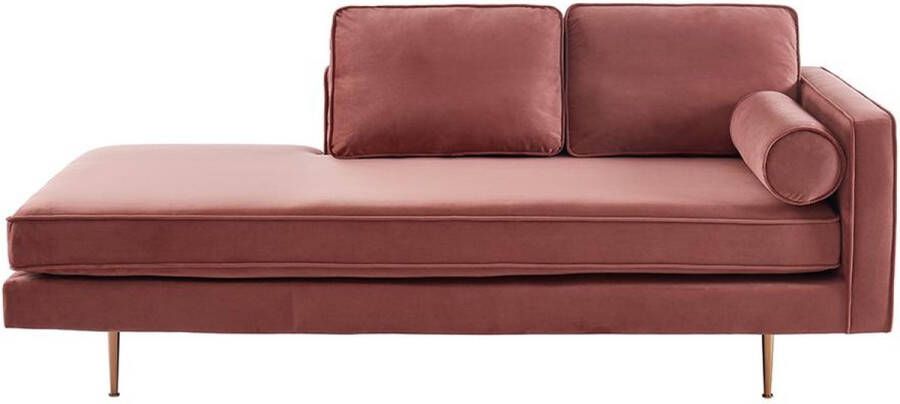 Chaise longue van stof KAHEL- Rechts Oud roze L 197 cm x H 83 cm x D 89 cm