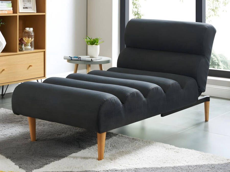 Chaise longue bedbank van stof CIVAL Antraciet L 155 cm x H 85 cm x D 80 cm