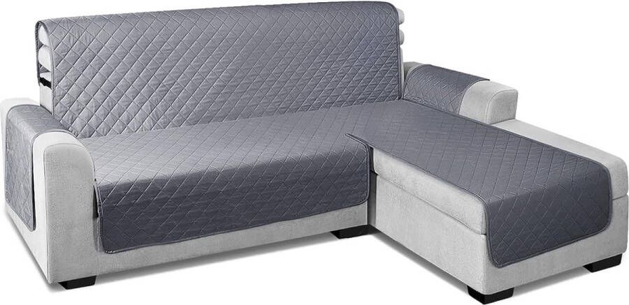 Chaise Lounge Bankhoes L-vorm Waterdichte Stretch Bankhoes Bankbeschermer Antislip Meubelbeschermer Huisdier Kindvriendelijk Rechts 200cm Donkergrijs