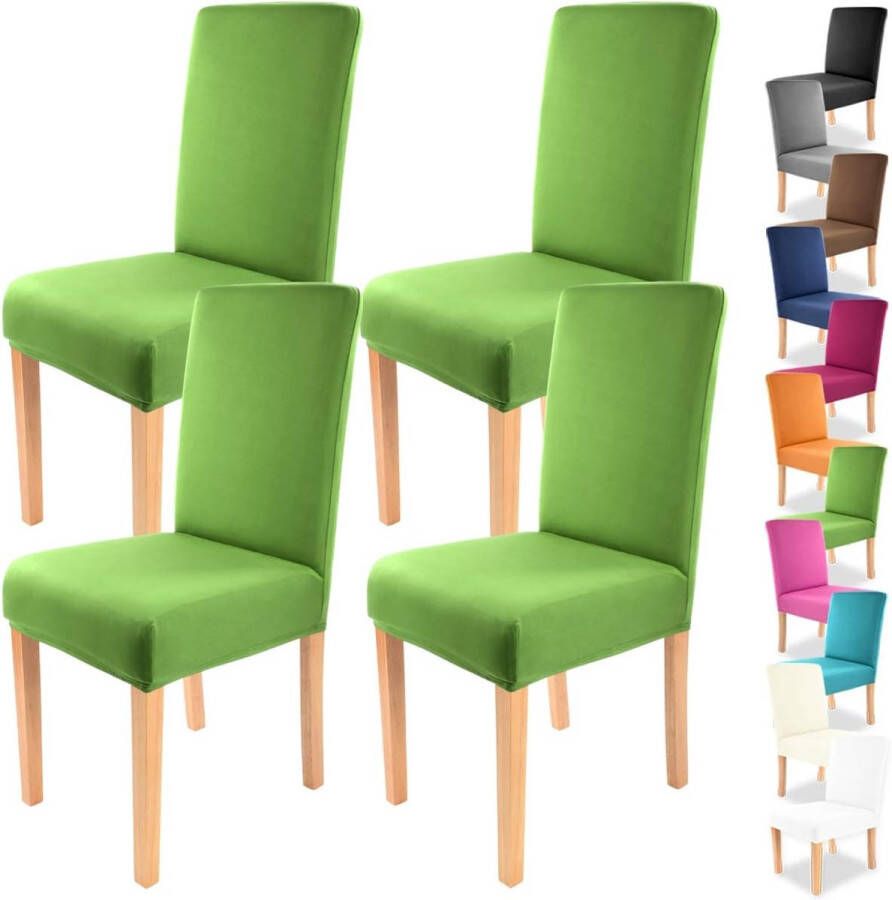 Charles Stretch-stoelhoes in verschillende kleuren voor ronde en hoekige stoelleuningen bi-elastische pasvorm getest conform Oeko-Tex Standaard 100 'vertrouwen in textiel' groen 4 stuks