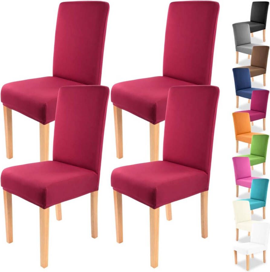 Charles Stretch-stoelhoes in verschillende kleuren voor ronde en hoekige stoelleuningen bi-elastische pasvorm getest conform Oeko-Tex Standaard 100 'vertrouwen in textiel' bordeaux 4 stuks