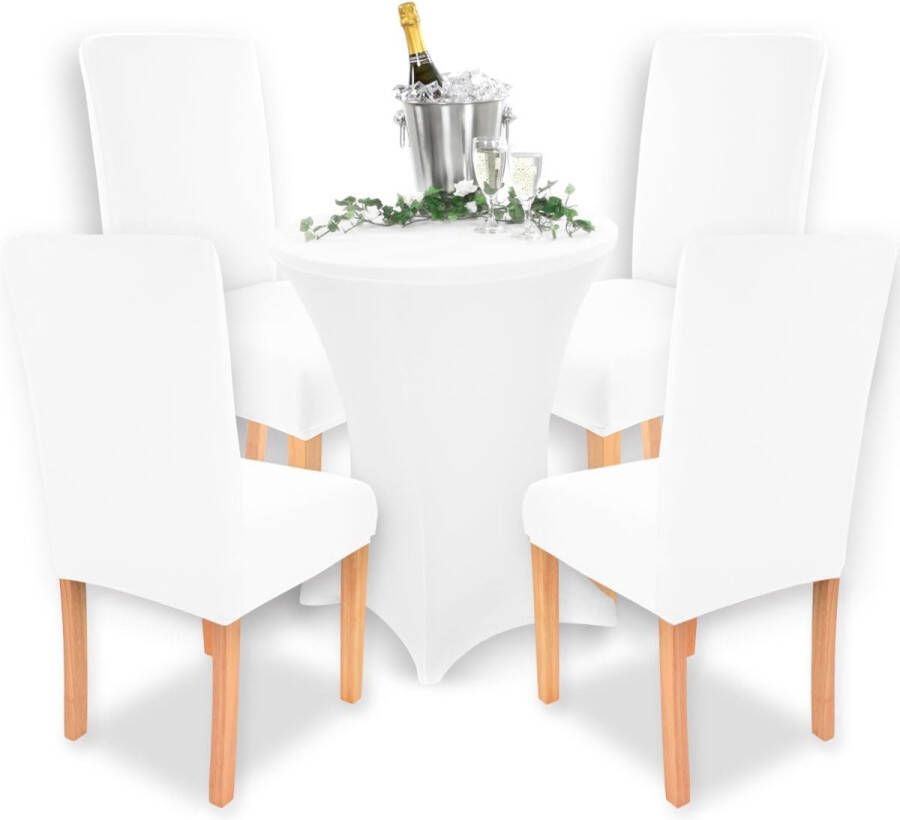 Charles Stretch-stoelhoes ronde en hoekige rugleuningen bi-elastische pasvorm met zegel van Öko-Tex-standaard 100: getest en betrouwbaar (wit) - Foto 2