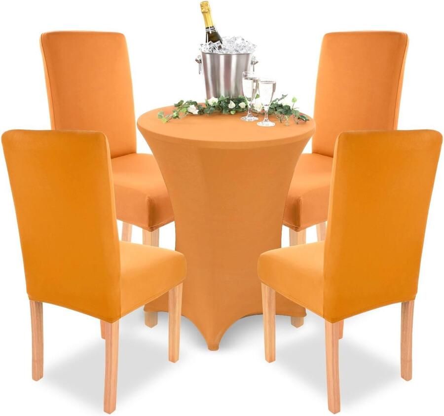 Charles stretch stoelhoezen ronde en hoekige stoelleuningen bi-elastische pasvorm met zegel van Öko-Tex-standaard 100: getest vertrouwen (oranje)