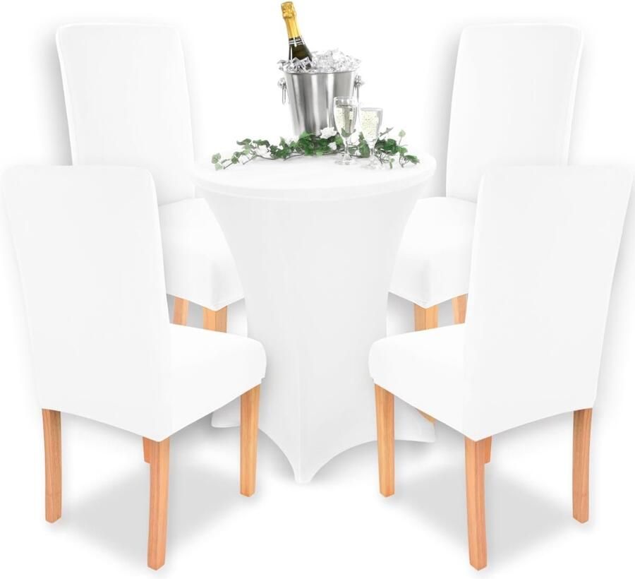Charles stretch-stoelhoezen ronde en hoekige stoelleuningen bi-elastische pasvorm met zegel van Öko-Tex-standaard 100: getest vertrouwen (wit)
