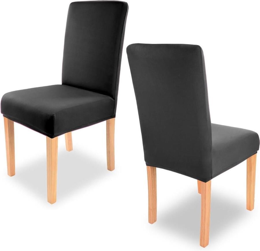 Charles stretch stoelhoezen ronde en hoekige stoelleuningen bi-elastische pasvorm met zegel van Ã–ko-Tex-standaard 100 getest en betrouwbaar 6 stuks zwart