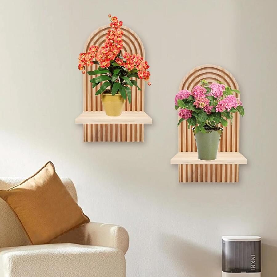 Charmant Houten Wandplankje in Boho Stijl voor Toepassingen