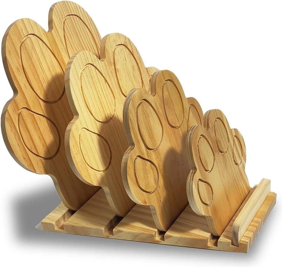 Charmante Vintage Boekenkast met Kattenpoot Ontwerp en 4 Vakken voor Woonkamer Studieruimte en Kinderkamer