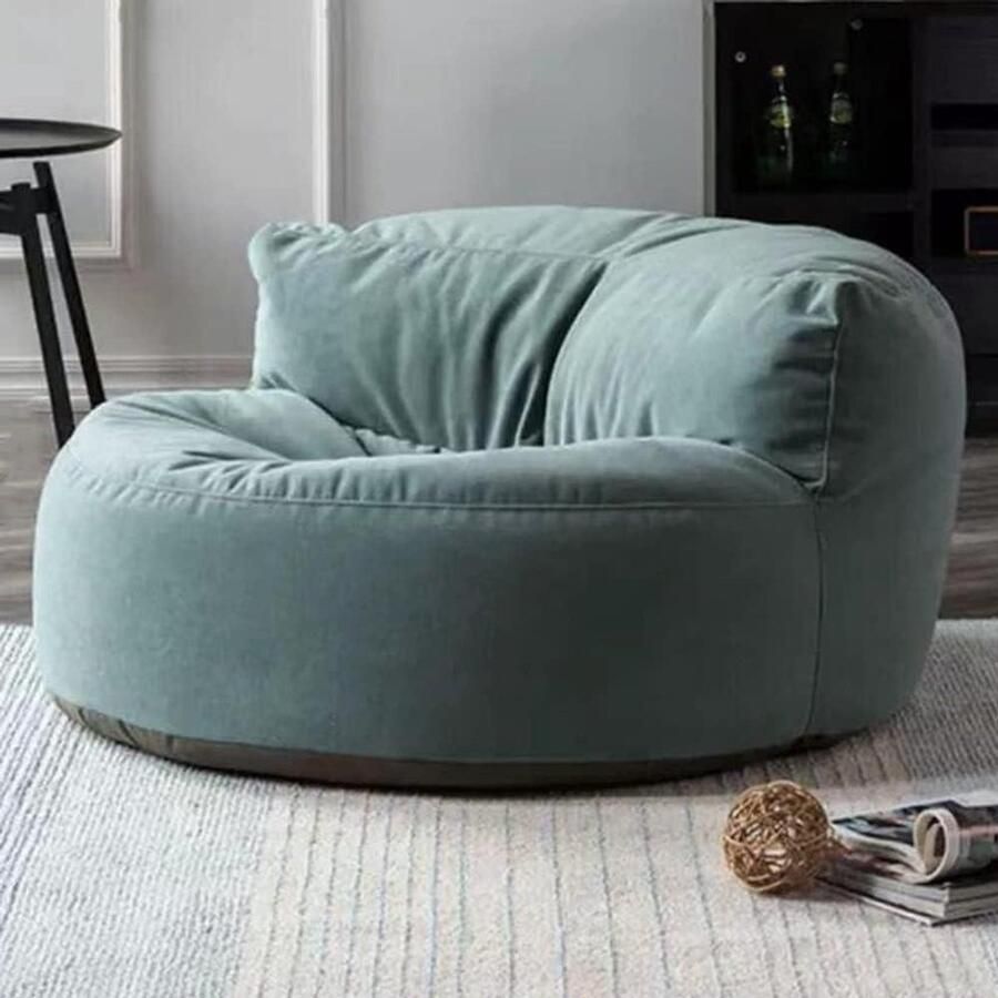Chenille Bean Bag Cover Washable Ultra Soft Pouf Ottoman No Filler Children Adults Lazy Armchair Sofa Floor Seat Living Room Furniture (Color: Gray Green Size: 100cm)