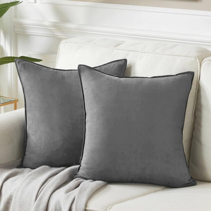 Chenille kussenhoezen 2 stuks 45x45cm Decoratieve sierkussenhoezen voor bank en slaapkamer zacht en duurzaam wasbaar（Grijs）