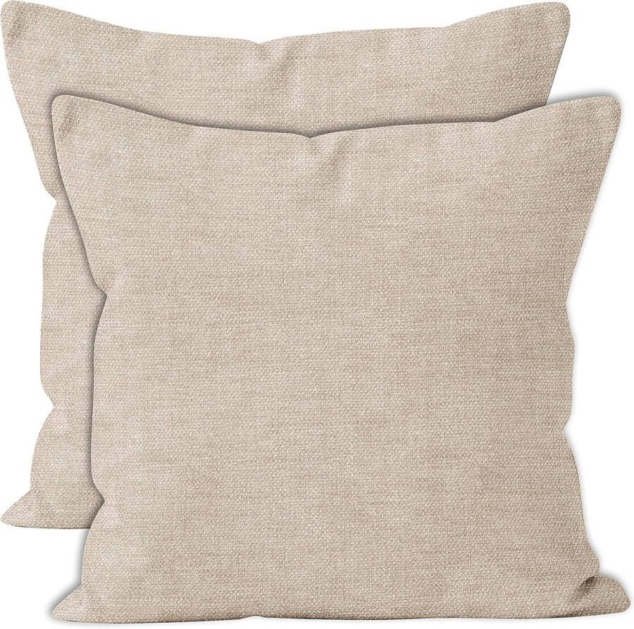 Chenille Pillow Shams 2-delige set zand 40 x 40 cm getextureerd effen kleur zacht en glad vierkant accent decoratiekussen voor bank stoel bed en vloer